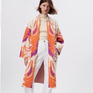 Zara orange knit coat